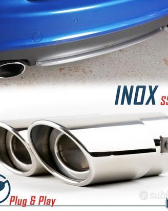 2 TERMINALI Scarico OVALI Universale ACCIAIO Inox