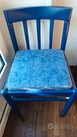 Sedie Legno Imbottite Blu + cuscini