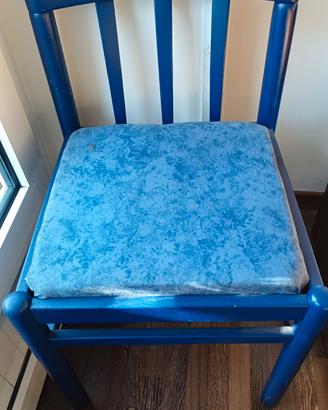 Sedie Legno Imbottite Blu + cuscini