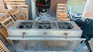 cucina fornelloindustriale acciaio inox  3 fuochi 