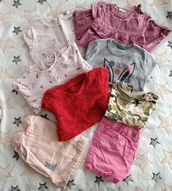 set8pezzi bimba18/24mesi maglia,gonna,pantaloni