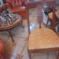 Set tavolo ovale e sedie in marmo e legno