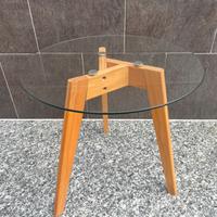 Tavolino in vetro e legno