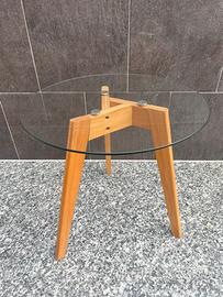 Tavolino in vetro e legno