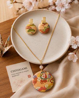 set collana e orecchini chiyogami
