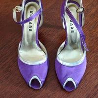 Décolleté tacco basso viola/argento