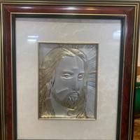 Quadro gesù in argento satinato