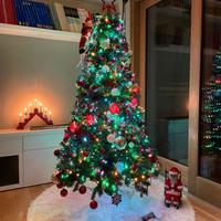 Albero di Natale artificiale folto +tappeto bianco