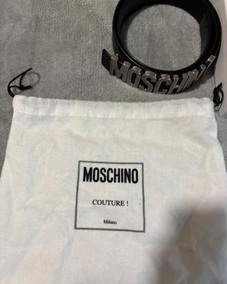 cintura moschino logo argento