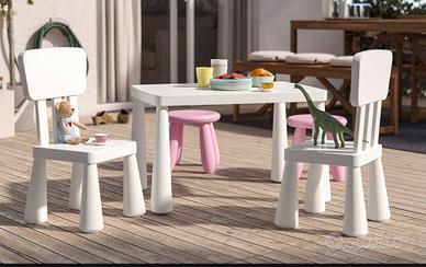 Tavolo con 2 sedie per bambini bianco