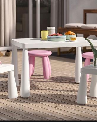 Tavolo con 2 sedie per bambini bianco