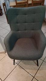 Poltrona ULDUM tessuto grigio/nero