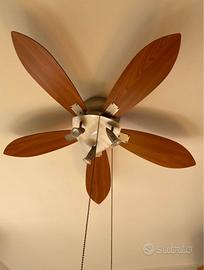 Lampadario 3 punti luce con ventilatore a pale