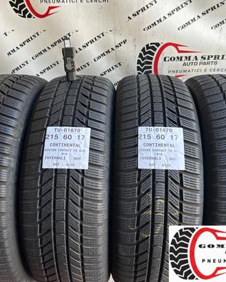 4 PNEUMATICI 215/60 R17 CONTINENTAL INVERNALI 85%