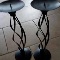 Porta candele in ferro battuto nero