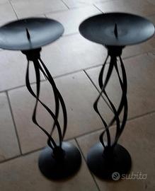 Porta candele in ferro battuto nero