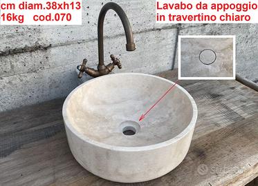 Lavabo da appoggio in travertino chiaro 1
