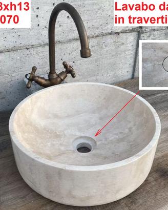 Lavabo da appoggio in travertino chiaro 1