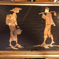 QUADRO ARTE ORIENTALE LINO NERO E BAMBOO