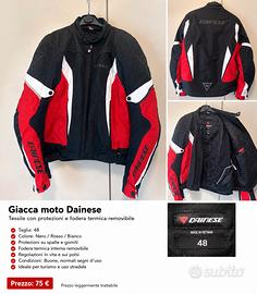 Giacca moto Dainese tessile rosso/nera con protezi