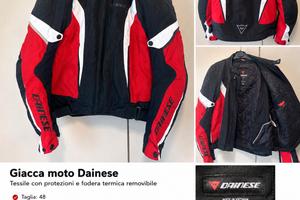 Giacca moto Dainese tessile rosso/nera con protezi