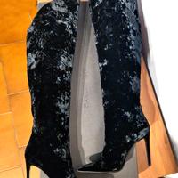 Stivali alti cuissard, velluto, tacco, nero, n.41