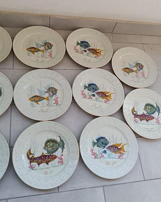 Servizio Pesce Porcellana R.F. 12 Pezzi - Vintage
