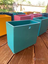 Set di 10 Vasi da Parete in Resina e Legno