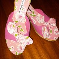 Ciabattine fucsia con zeppa conbipel