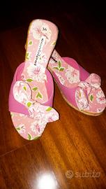 Ciabattine fucsia con zeppa conbipel