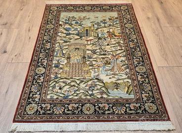 Tappeto persiano orientale Ghom pura seta fine