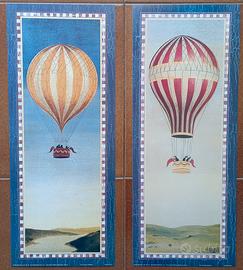 Coppia stampe vintage con Mongolfiere 20x50 