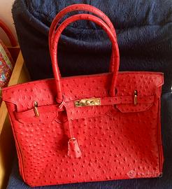 Borsa in pelle rossa stile Birkin