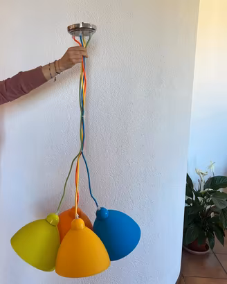 Lampadario moderno 4 luci colorate 