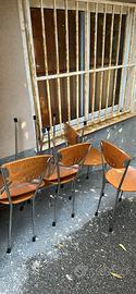Set di 6 Sedie in legno e metallo per living
