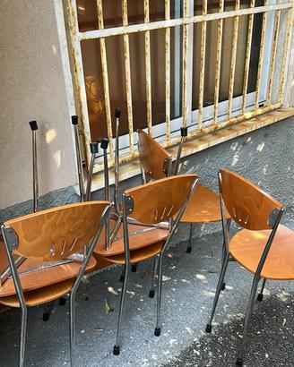 Set di 6 Sedie in legno e metallo per living