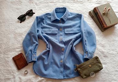 Giacca Camicia oversize azzurra