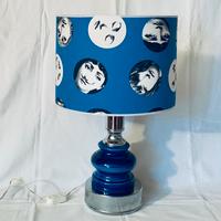 Lampada vetro anni 70 paralume stoffa Fornasetti