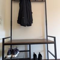 Mobile ingresso legno, attaccapanni con scarpiera