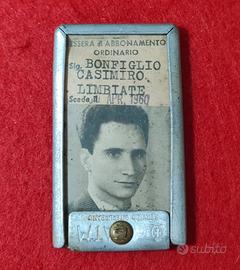 Tessera vintage abbonamento ATM Milano 1960