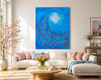 Tela “Sguardo dagli abissi”,dipinta a mano 90x65cm