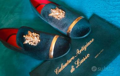Scarpe Lusso Velluto e Oro
