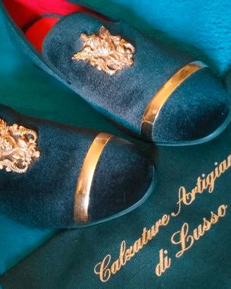 Scarpe Lusso Velluto e Oro
