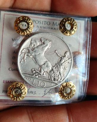 10 LIRE 1929 RARA 1 ROSETTA ARGENTO