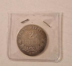 moneta 2 lire 1863 T " raro "