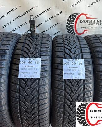 4 PNEUMATICI 205/60 R16 UNIROYAL INVERNALI 90%