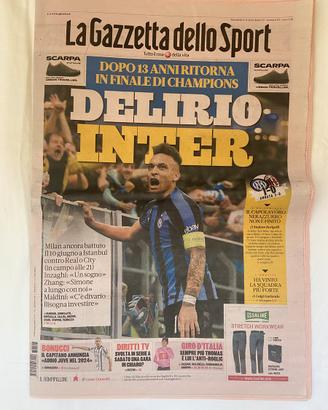 Gazzetta sport 17-05-23. Inter in finale di UCL.