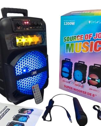 Cassa bluetooth portatile karaoke 1200 watt pmpo 