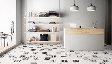 Piastrella 20X20 Patchwork B&W White Sant'Agostino