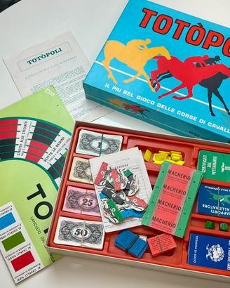 Totopoli gioco da tavolo ippica italiano vintage